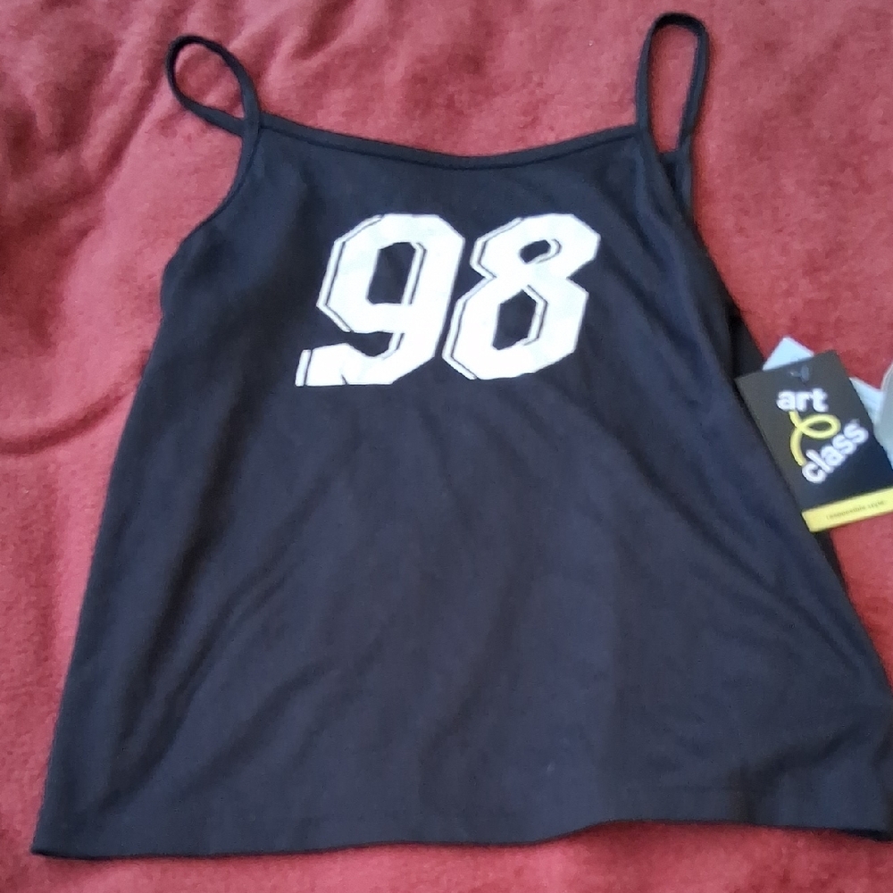Art Class Black Camisole with White '98' Print